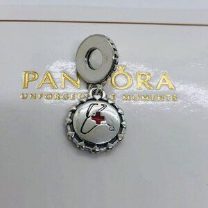 🌞📖Pandora Stethoscope Engravable Dangle Charm S925 Silver with box